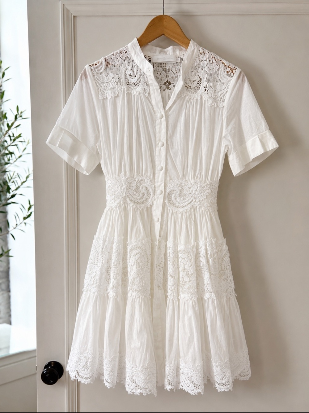 Zimmermann White Lace Cotton Mini Dress